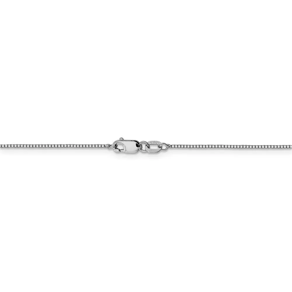 0.8mm 14k White Gold Solid Box Chain Lobster Clasp Necklace