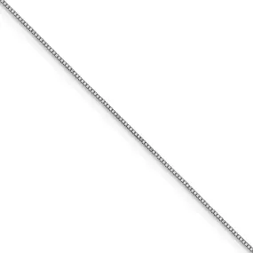 0.8mm 14k White Gold Solid Box Chain Lobster Clasp Necklace