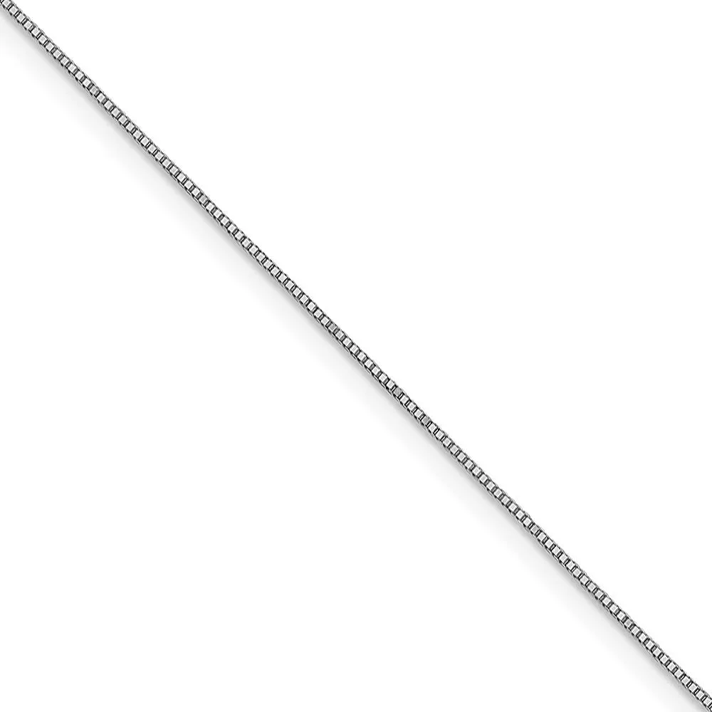 0.8mm 14k White Gold Solid Box Chain Lobster Clasp Necklace