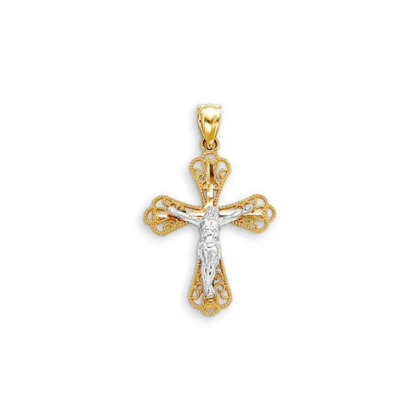 10k Two-Tone Gold Religious Crucifix