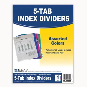 (12 Pk) 5 Tab Poly Index Dividers