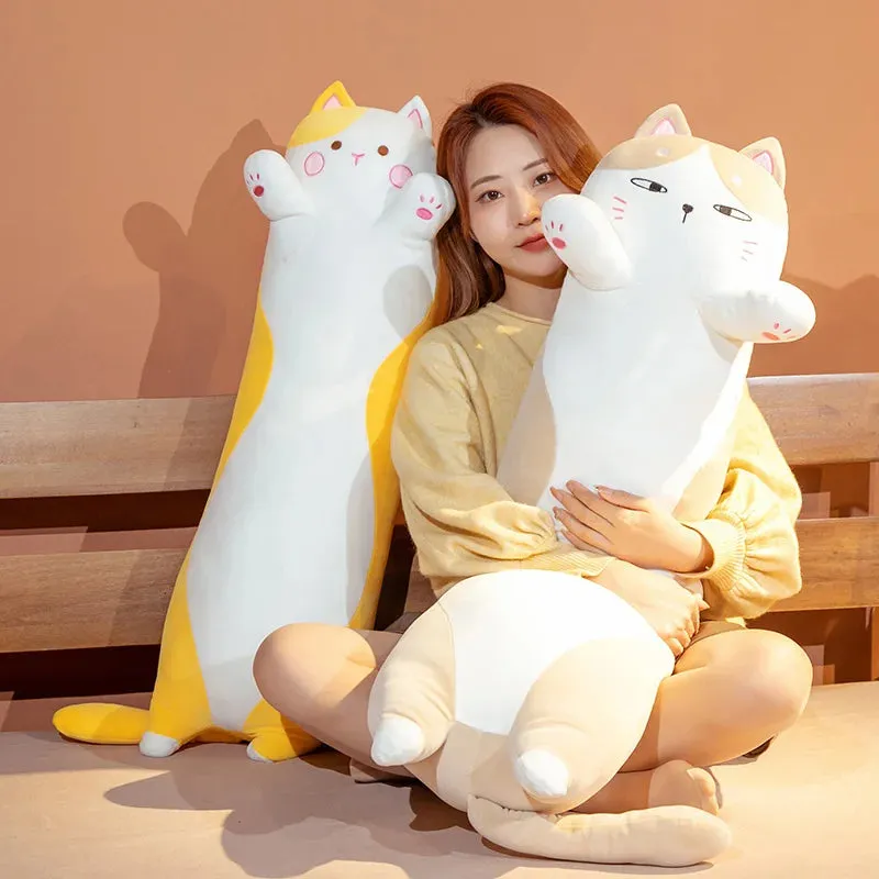 130cm Kawaii Soft Long Cat Pillow Stuffed Plush Toys Nap Pillow Home Comfort Cushion Boy Girl Birthday Gift Cute Plushies