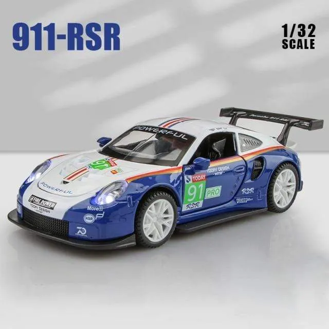 1:32 Porsche 911 GT3 RSR blue car alloy car model simulation car decoration collection gift toy Die casting model boy toy