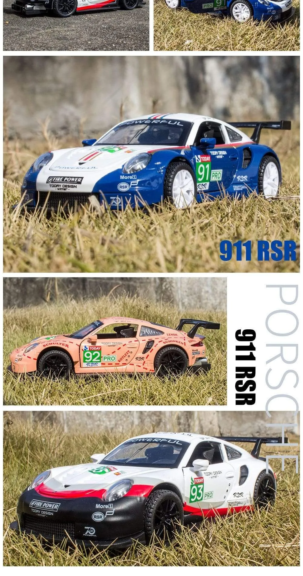 1:32 Porsche 911 GT3 RSR blue car alloy car model simulation car decoration collection gift toy Die casting model boy toy