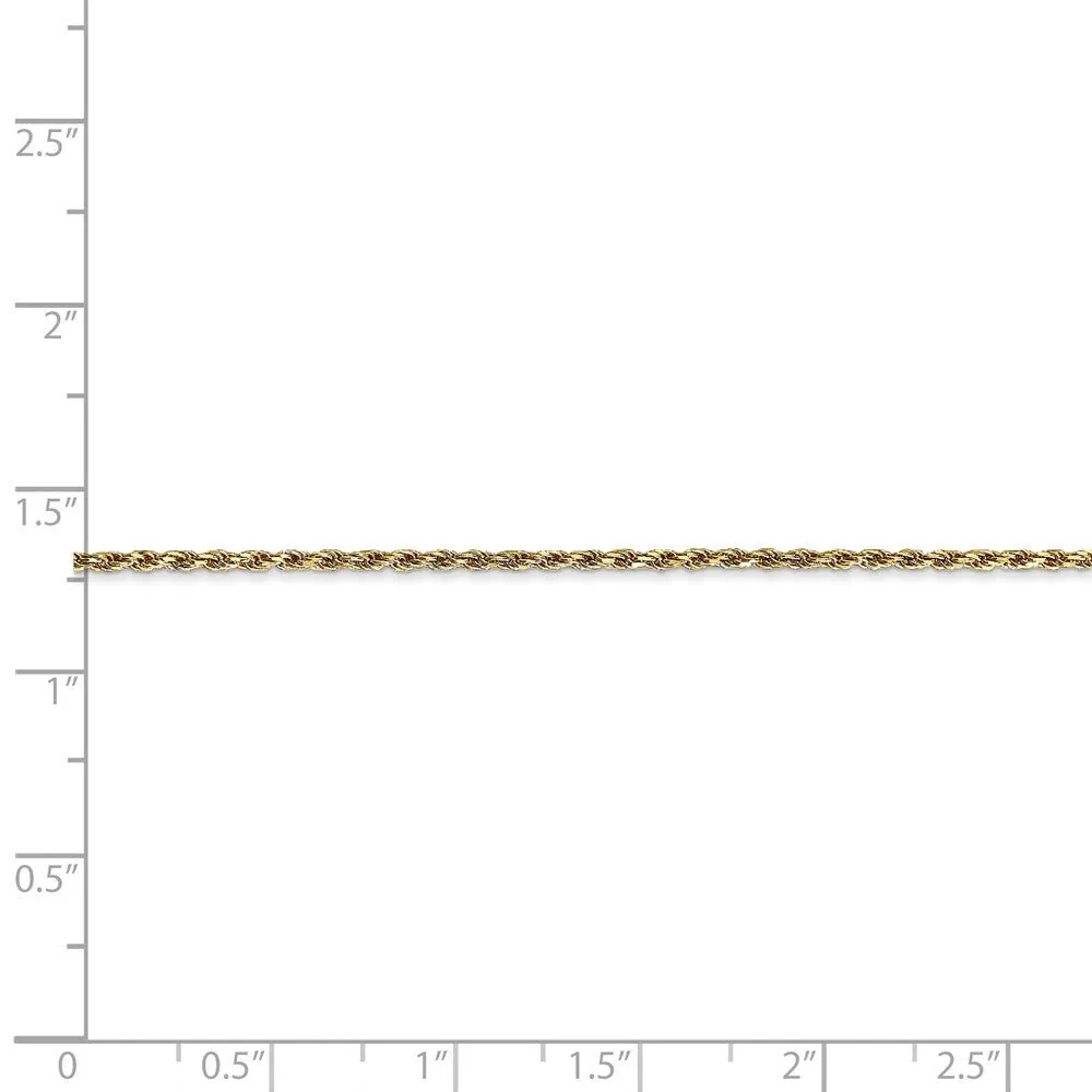 1.3mm, 14k Yellow Gold, Diamond Cut Rope Chain Anklet or Bracelet