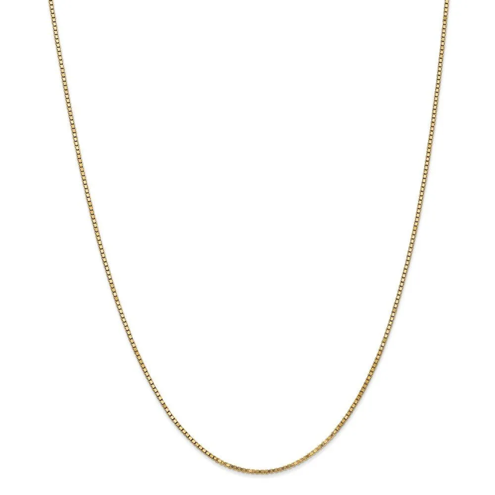 1.3mm 14k Yellow Gold Solid Box Chain Necklace