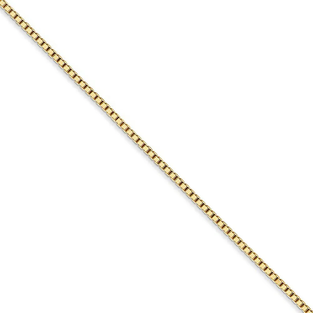 1.3mm 14k Yellow Gold Solid Box Chain Necklace