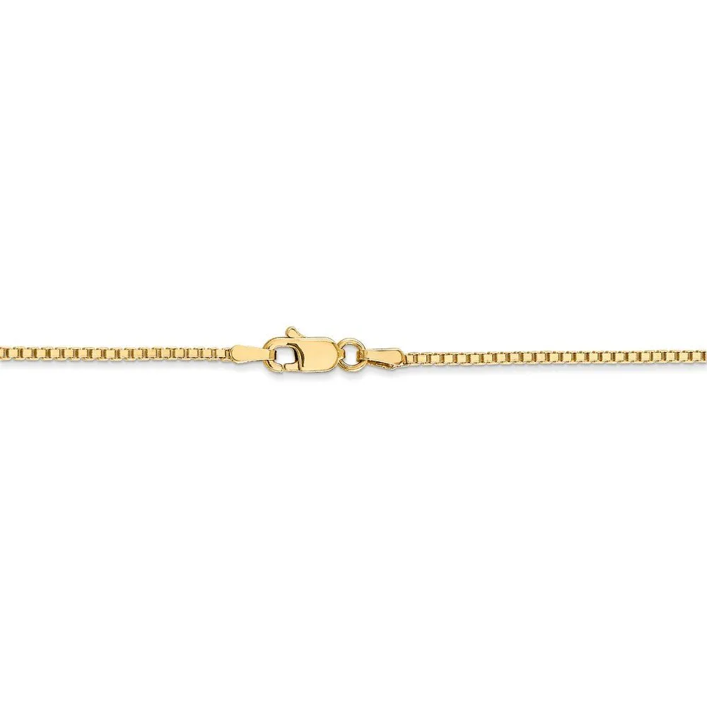 1.3mm 14k Yellow Gold Solid Box Chain Necklace