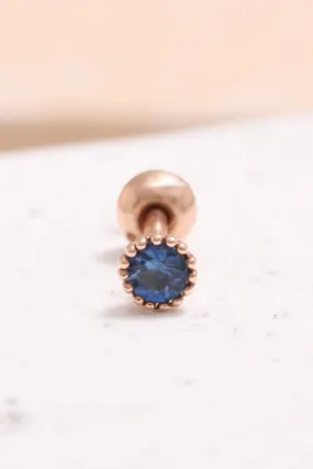 14K 18K Solid Gold 0.07ct Genuine Blue Sapphire Prongs Cartilage Tragus Helix Piercing