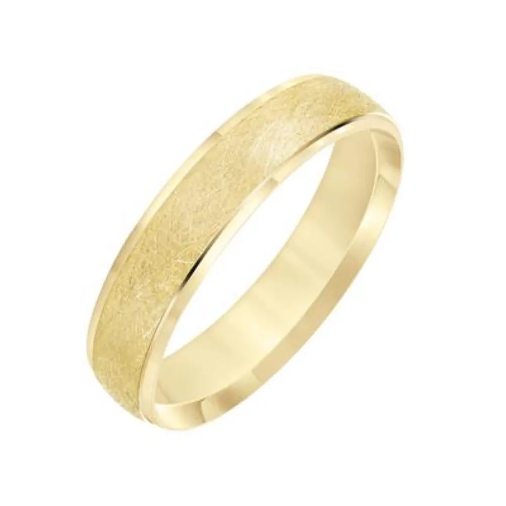 14k Gold Men's 5mm Low Dome Carved Wedding Band