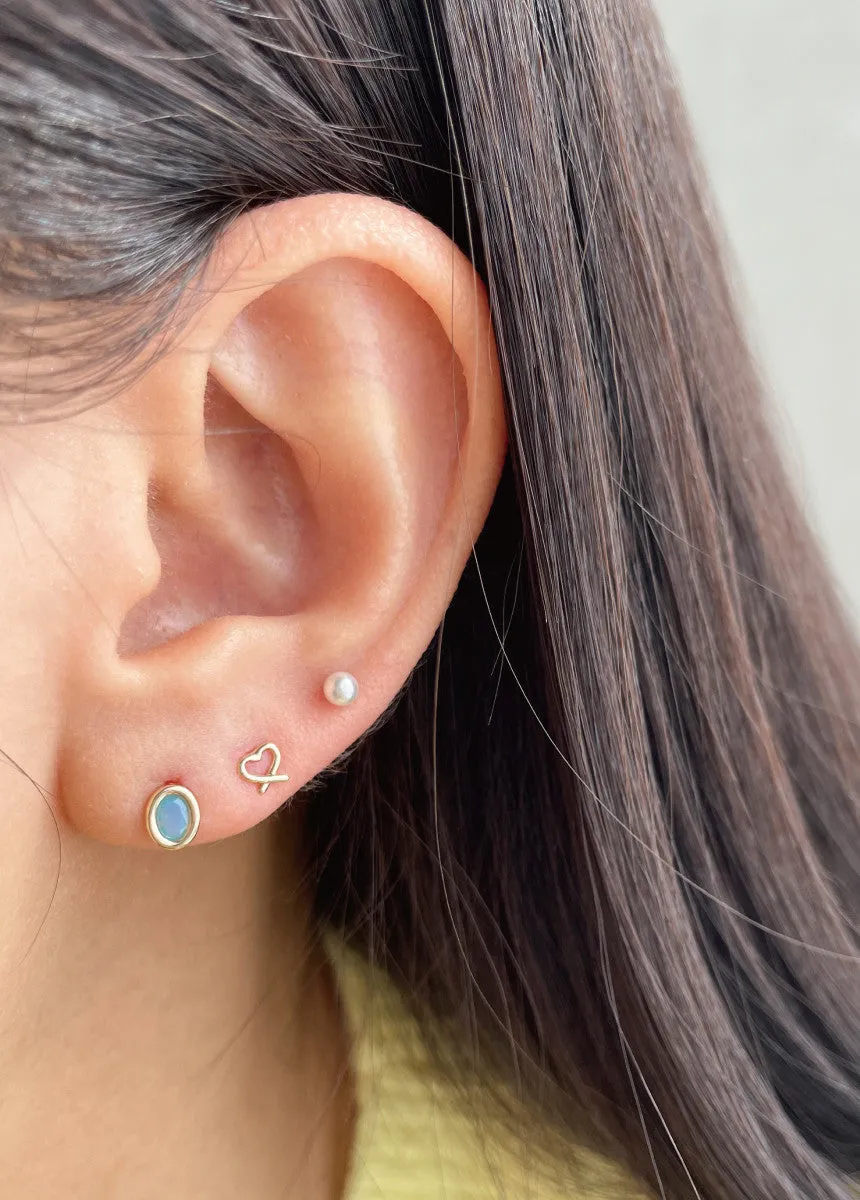 14K Real Gold Oval Blue Pastel Cz Anti Tragus Cartilage Helix Conch Lobe Earring Barbell Piercing