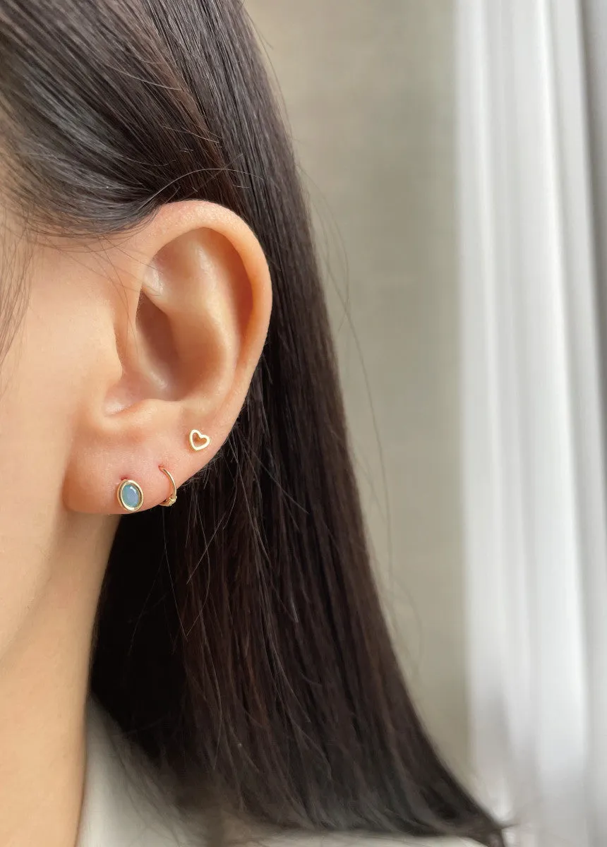 14K Real Gold Oval Blue Pastel Cz Anti Tragus Cartilage Helix Conch Lobe Earring Barbell Piercing