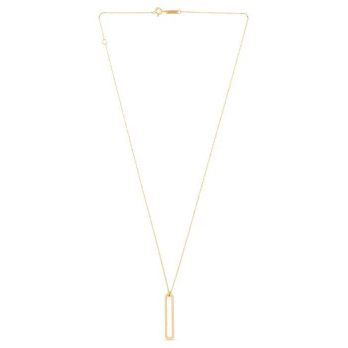 14K Yellow Gold Single Paperclip Pendant - 18"