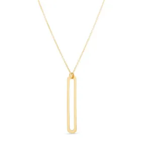 14K Yellow Gold Single Paperclip Pendant - 18"