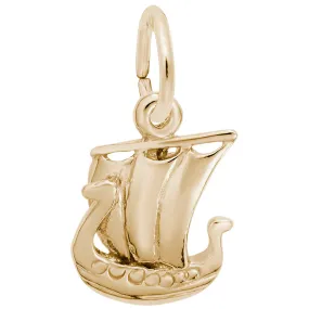 14K Yellow Gold Viking Ship Charm