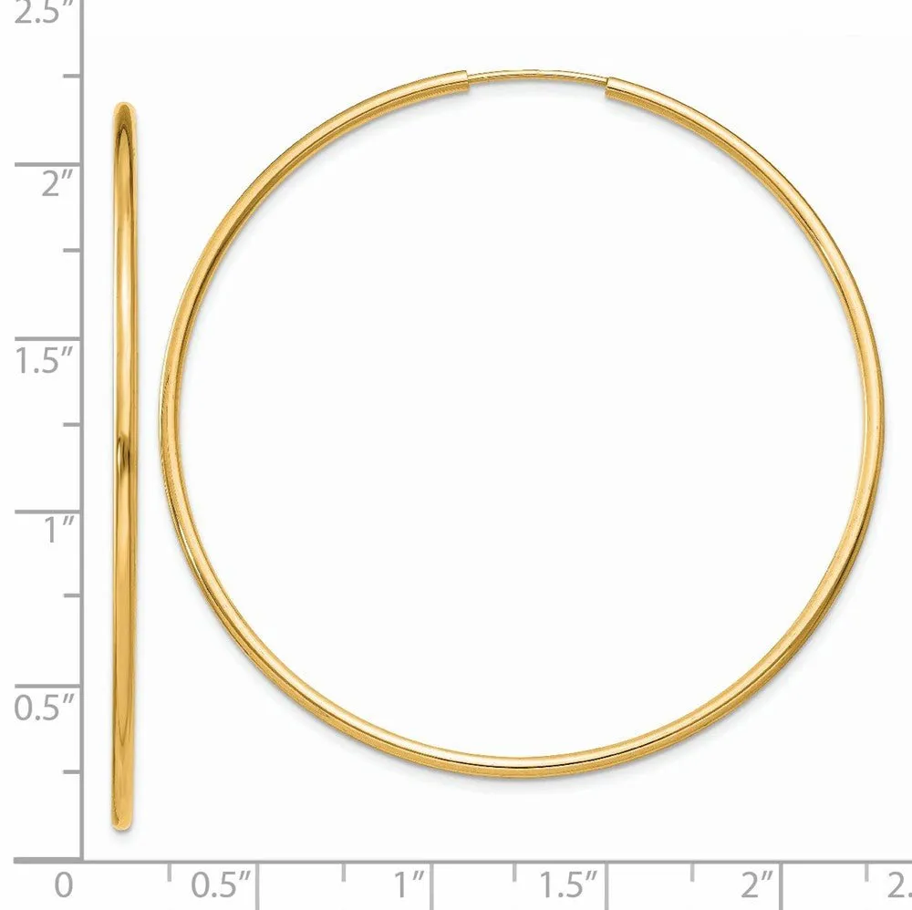 1.5mm x 52mm 14k Yellow Gold Polished Round Endless Hoop Earrings