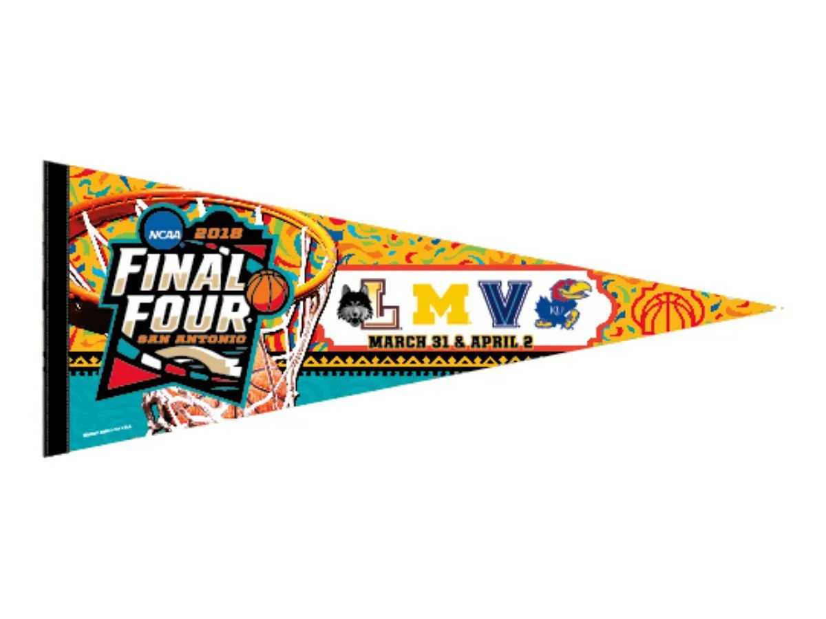 2018 NCAA Basketball Final Four Team Logos March Madness San Antonio Pennant