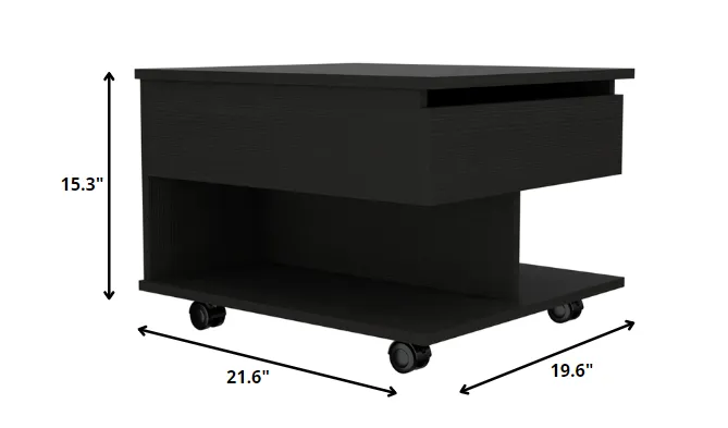 22" Black Manufactured Wood Rectangular Lift Top Coffee Table With Drawer By Homeroots