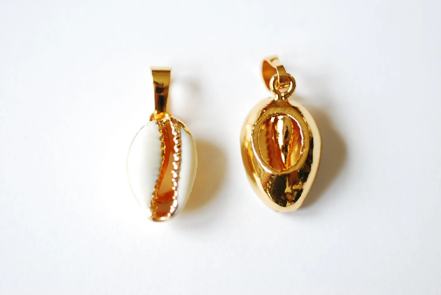 24k Gold Dipped Real Natural Cowrie Shell, Natural gold dipped shell pendant, Gold Cowrie shell pendant charm, Cut Cowrie Shell Beads