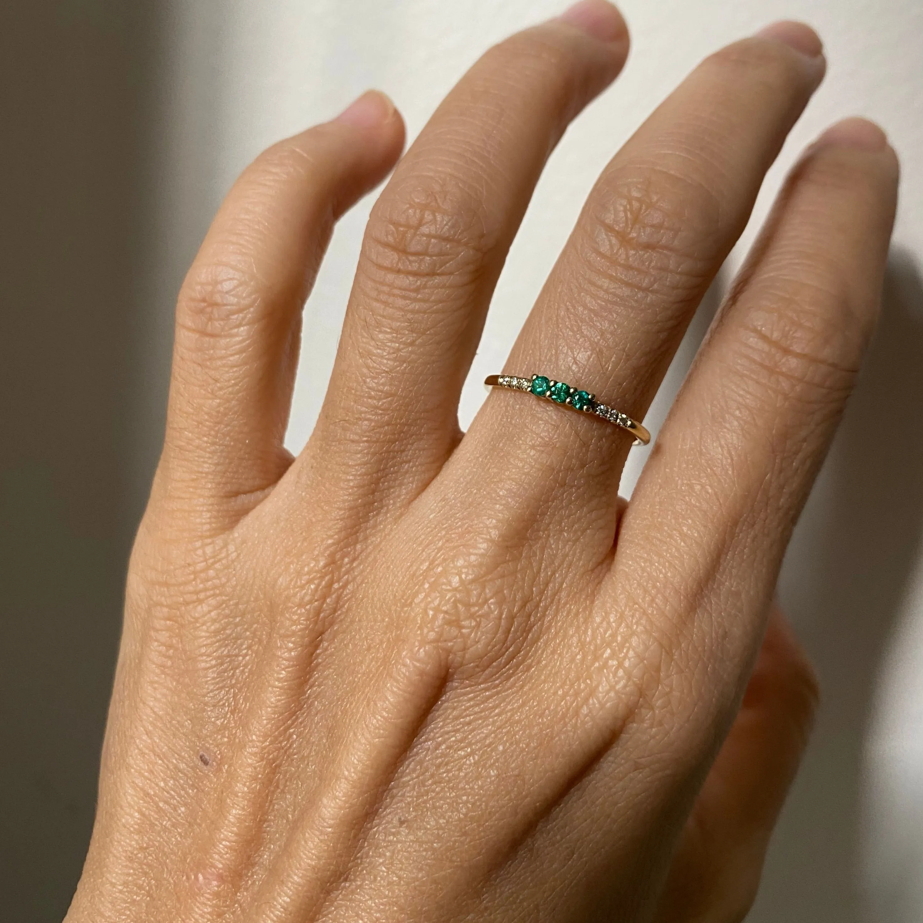 3 Emerald Equilibrium Ring