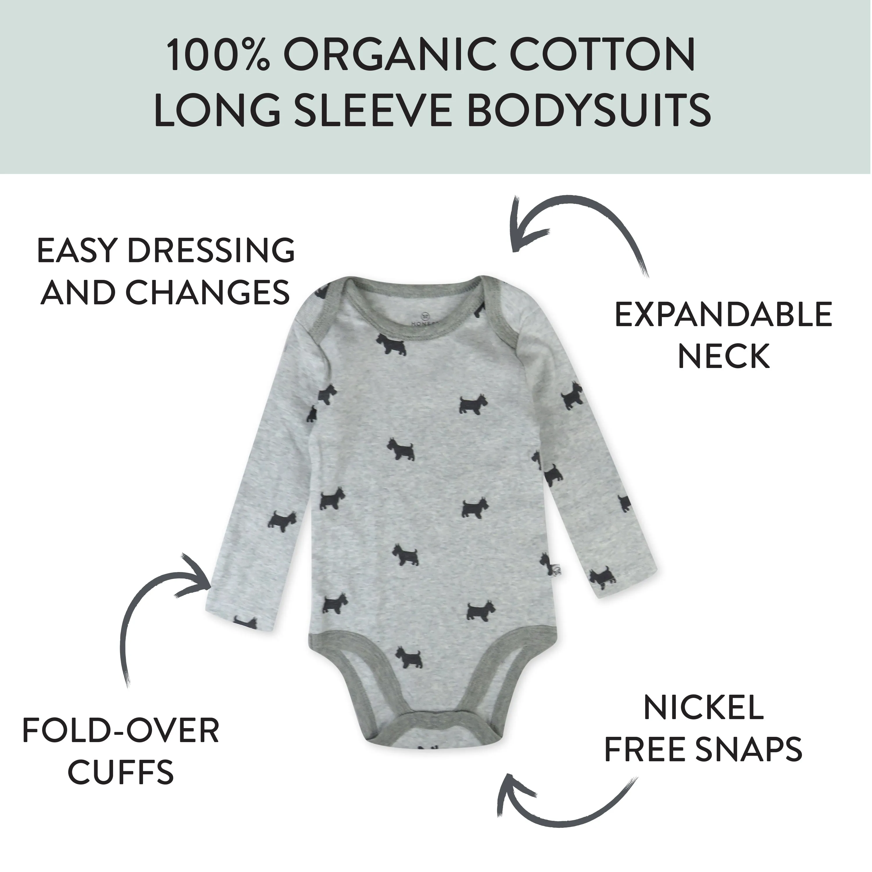 5-Pack Organic Cotton Long Sleeve Bodysuits