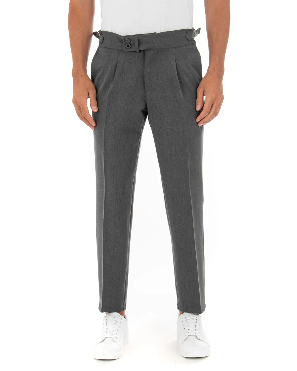 Abito Uomo Doppiopetto Completo Viscosa Grigio Sartoriale Giacca Pantaloni Elegante Casual GIOSAL-OU2086A