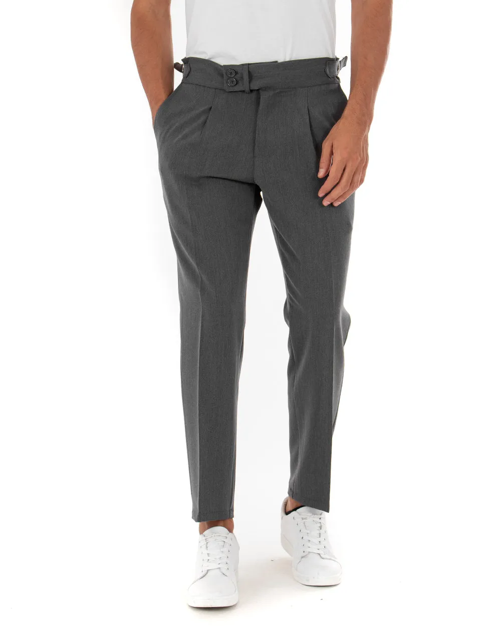 Abito Uomo Doppiopetto Completo Viscosa Grigio Sartoriale Giacca Pantaloni Elegante Casual GIOSAL-OU2086A