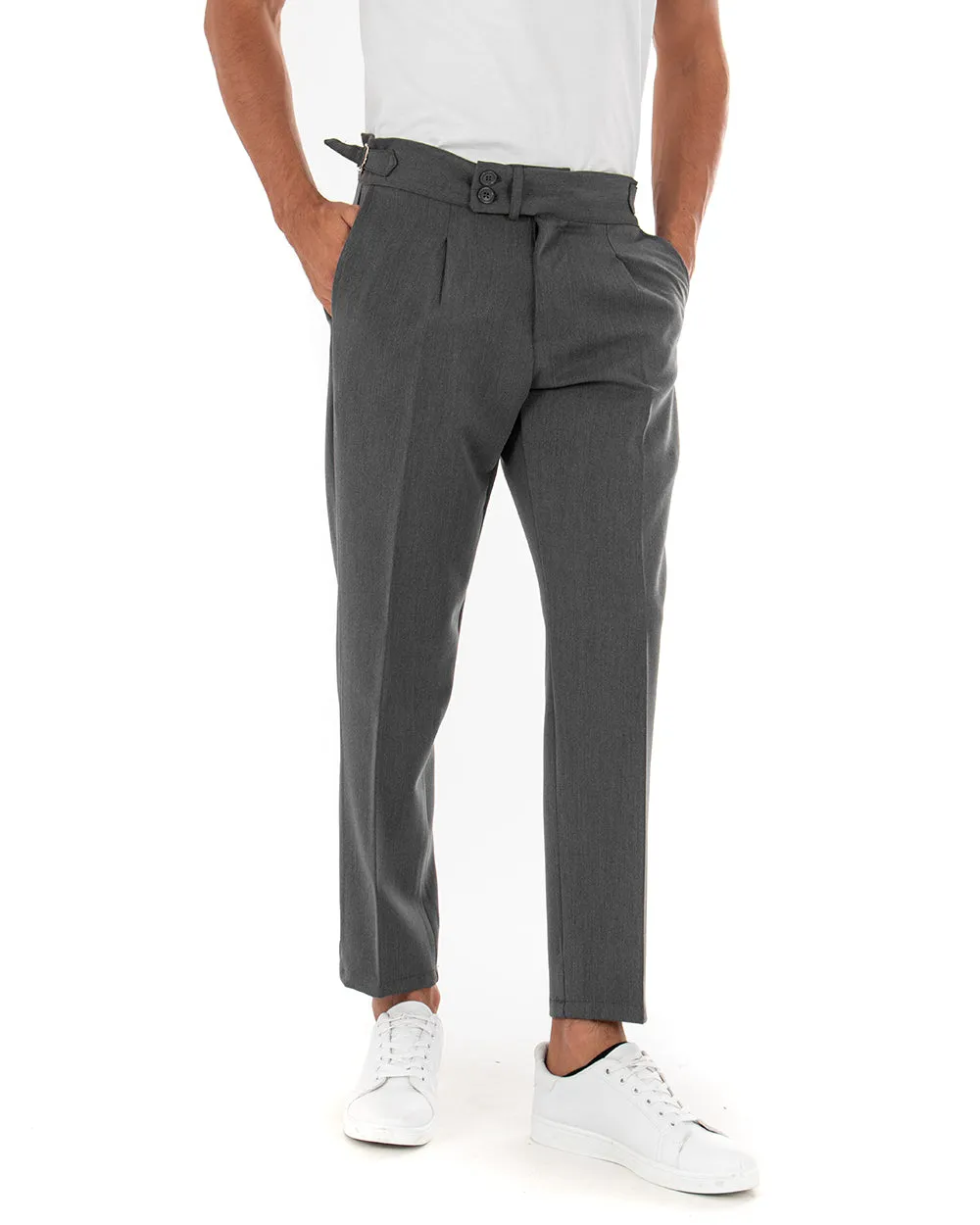 Abito Uomo Doppiopetto Completo Viscosa Grigio Sartoriale Giacca Pantaloni Elegante Casual GIOSAL-OU2086A