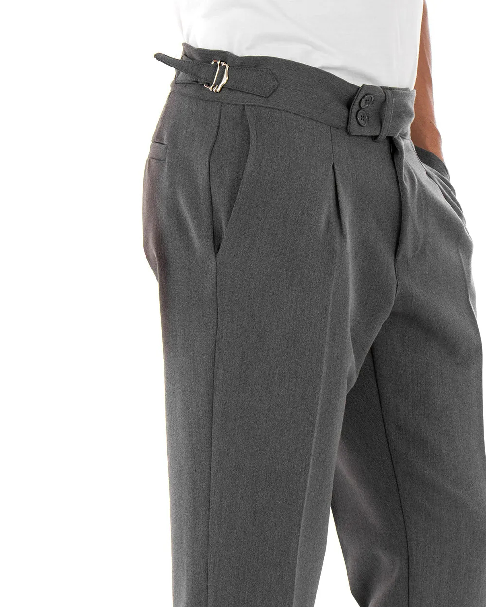 Abito Uomo Doppiopetto Completo Viscosa Grigio Sartoriale Giacca Pantaloni Elegante Casual GIOSAL-OU2086A