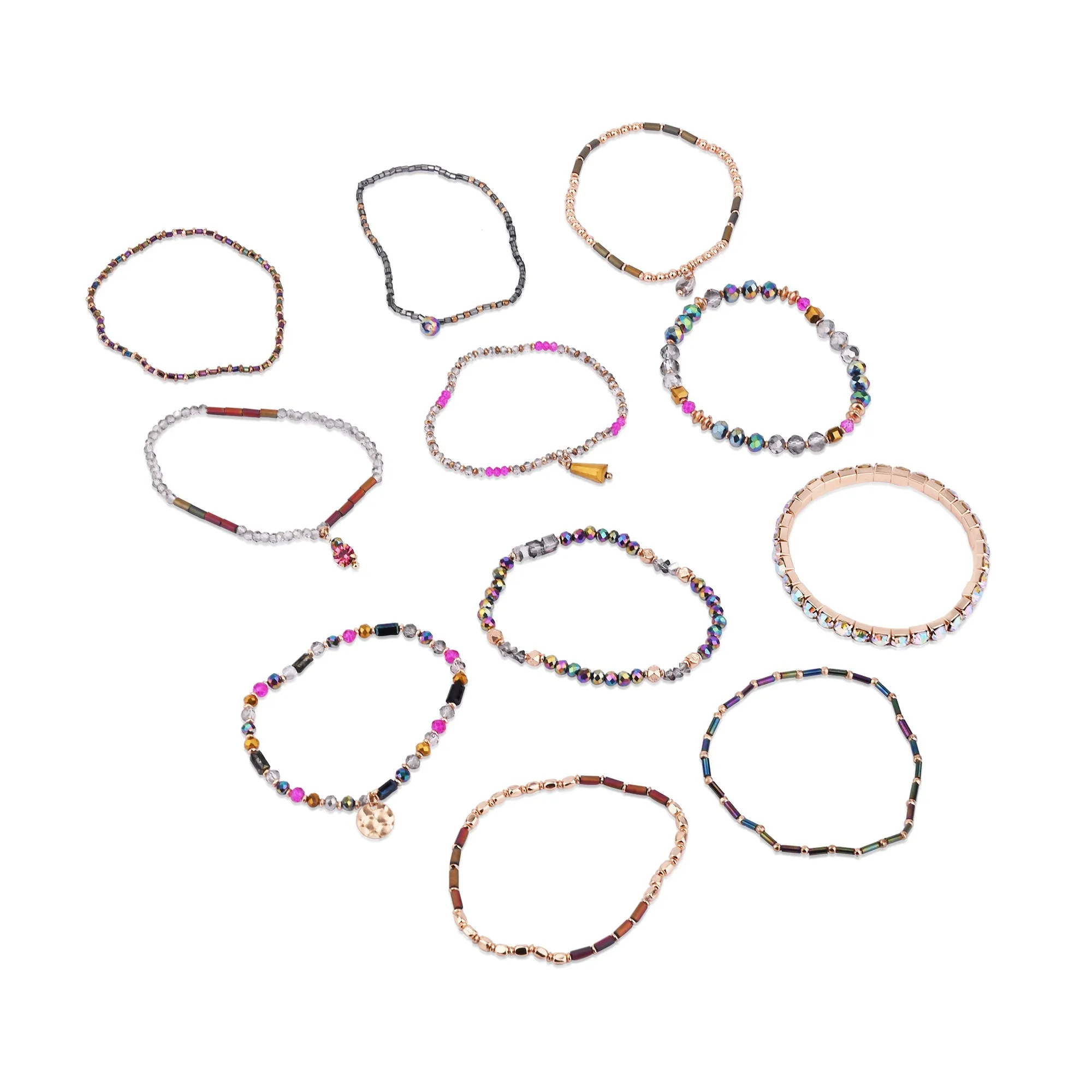 Accessorize London  Women's Luxe Beaded Stretch Bracelet Pack