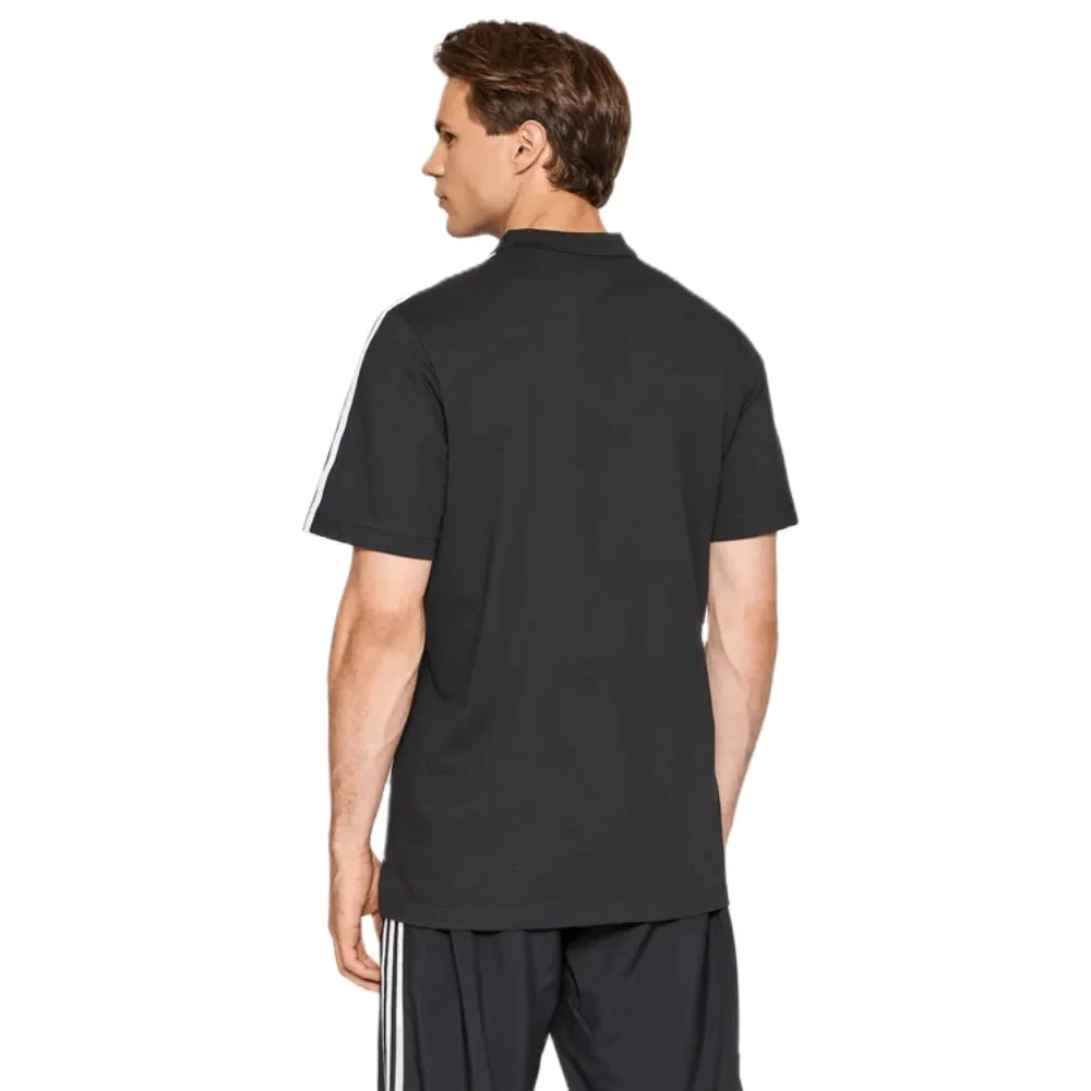 Adidas Men's 3-Stripes Pique Polo Shirt (Black/White)