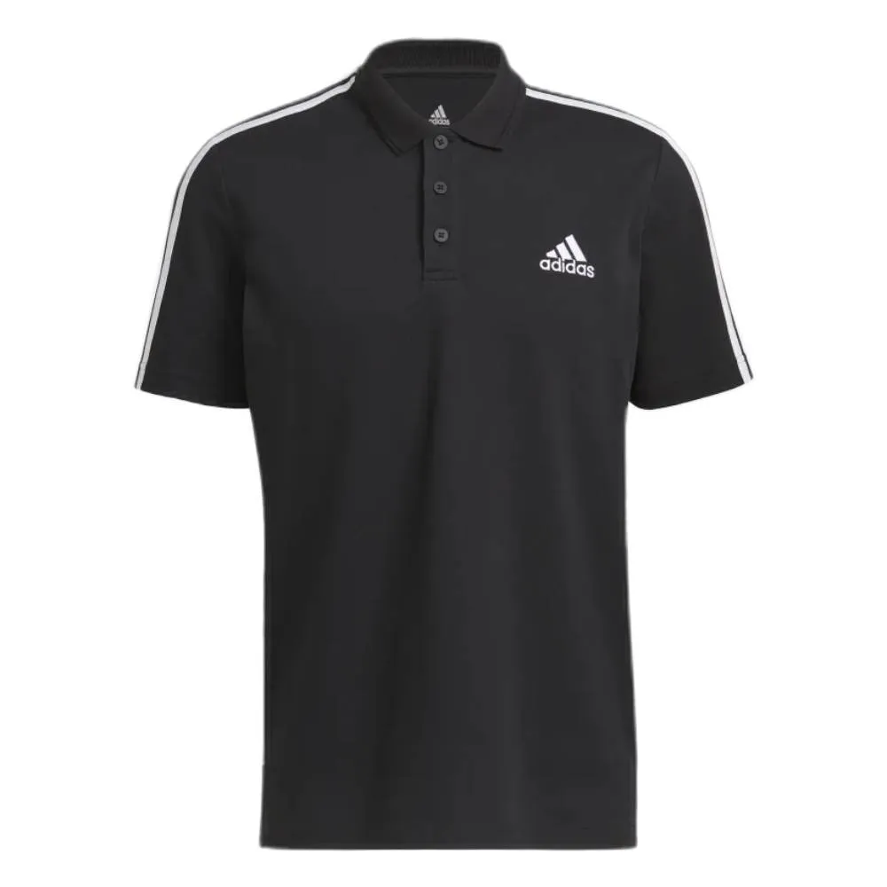 Adidas Men's 3-Stripes Pique Polo Shirt (Black/White)