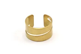 Adjustable Striped Ring - 10 Raw Brass Adjustable Ring Settings (16x17mm / 23 Gauge) MN18