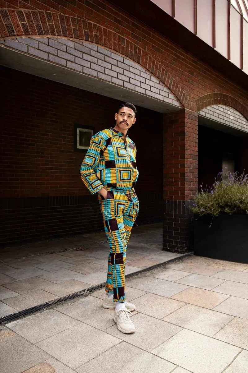 African Shirt in Blue Kente