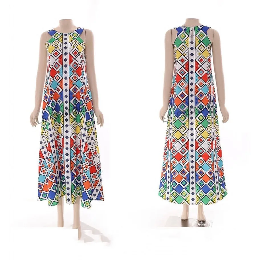 African Sleeveless Print Maxi Dress