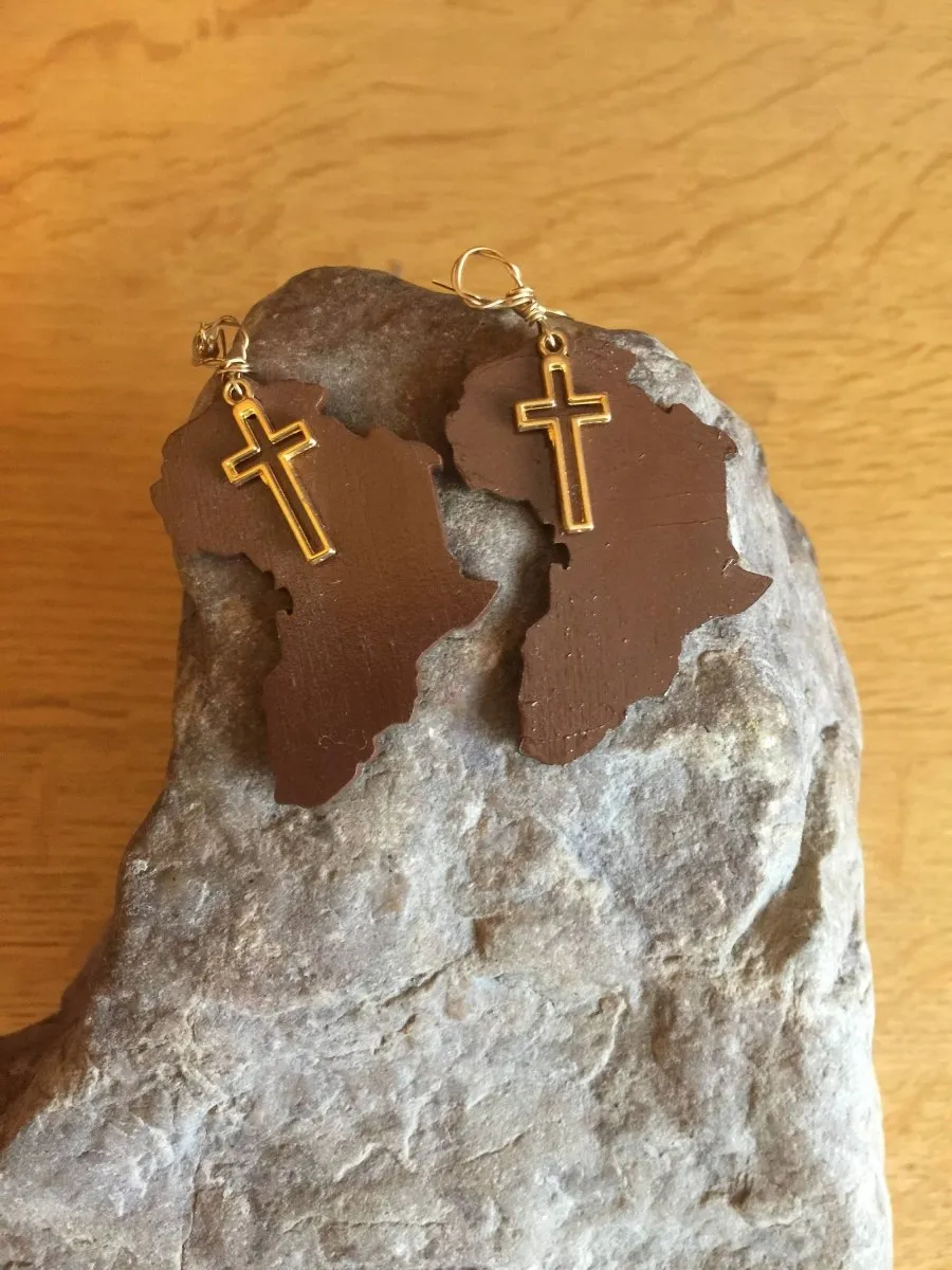 Afrocentric Earrings made with Recycled Wood