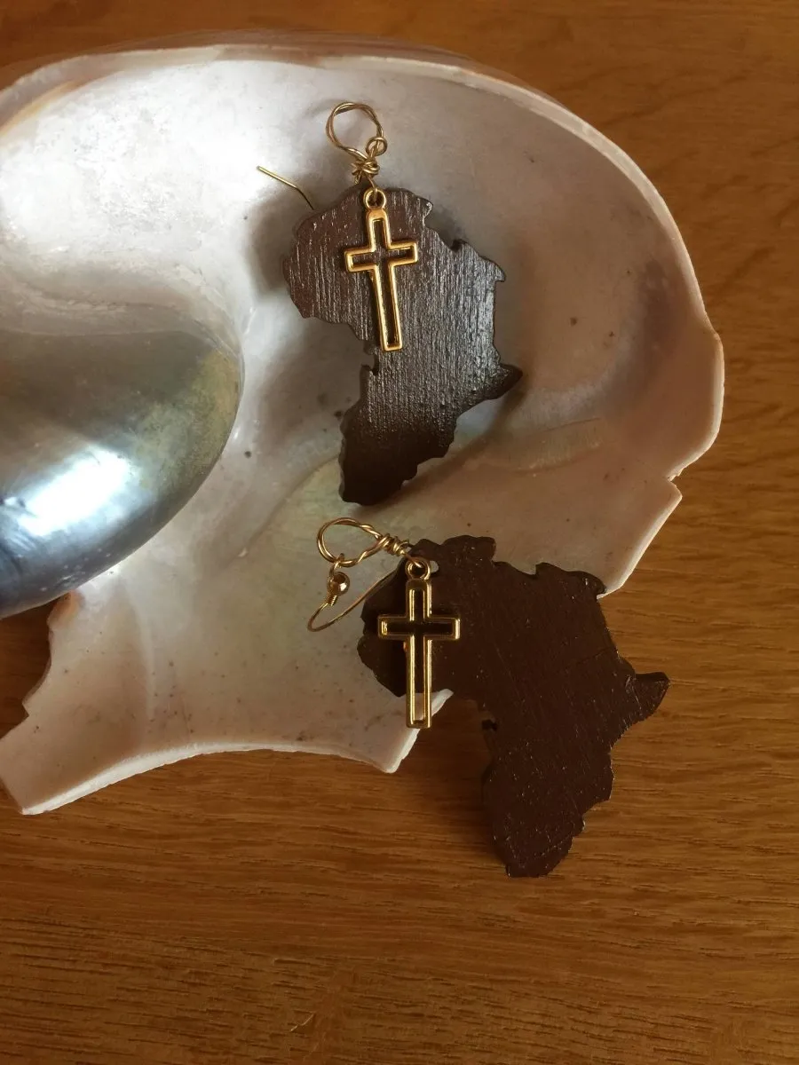 Afrocentric Earrings made with Recycled Wood