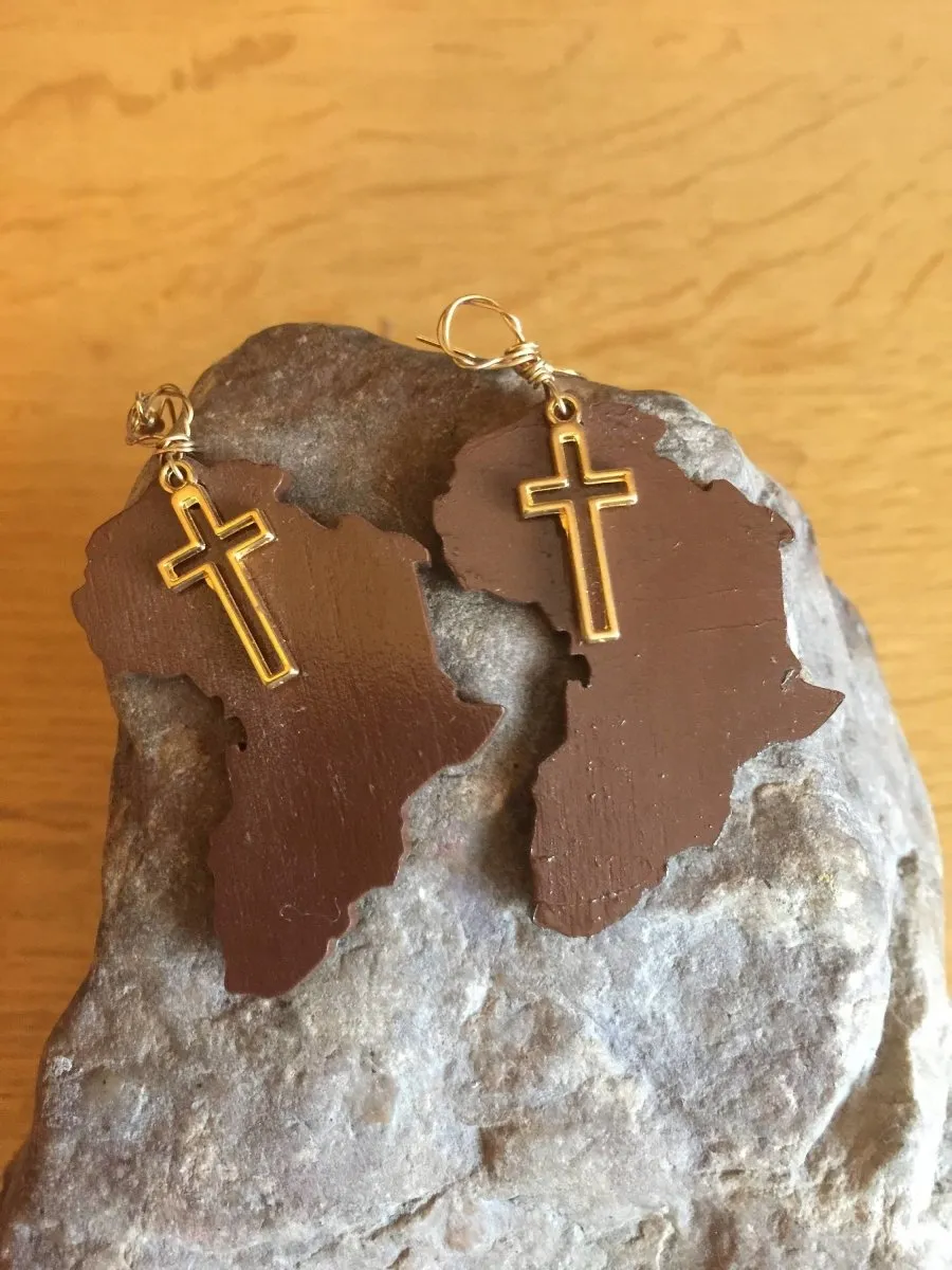 Afrocentric Earrings made with Recycled Wood