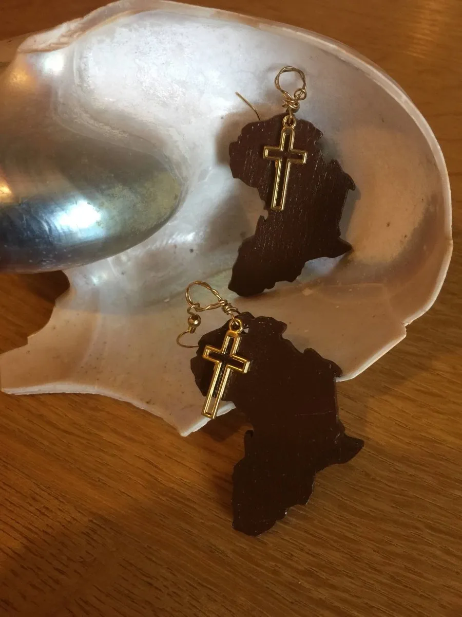 Afrocentric Earrings made with Recycled Wood