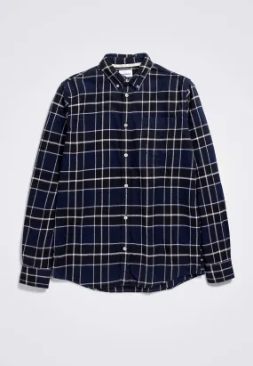 Anton Brushed Flannel Check Shirt - Dark Navy