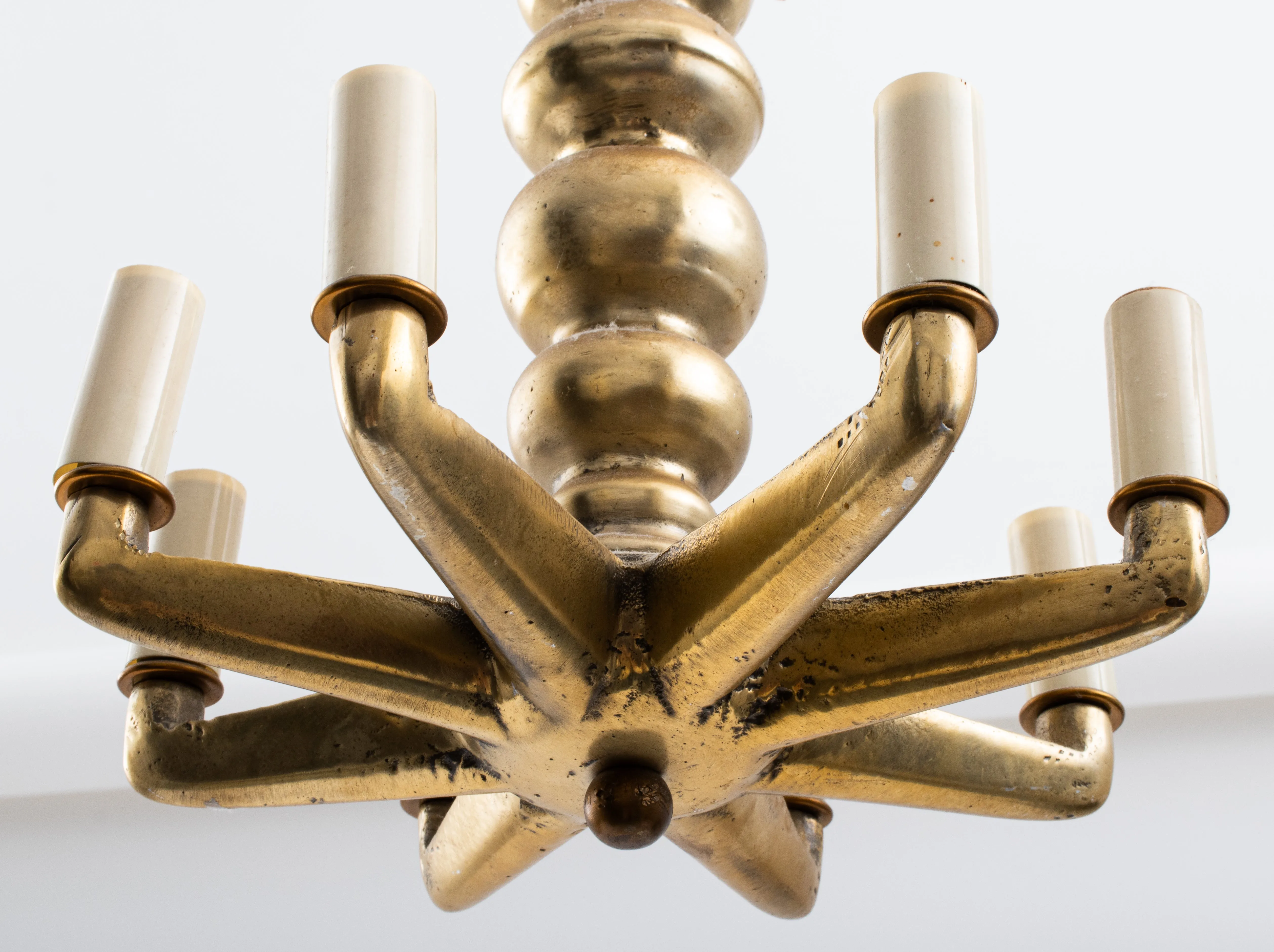 Art Modern Brass Eight-light Star-Form Chandelier