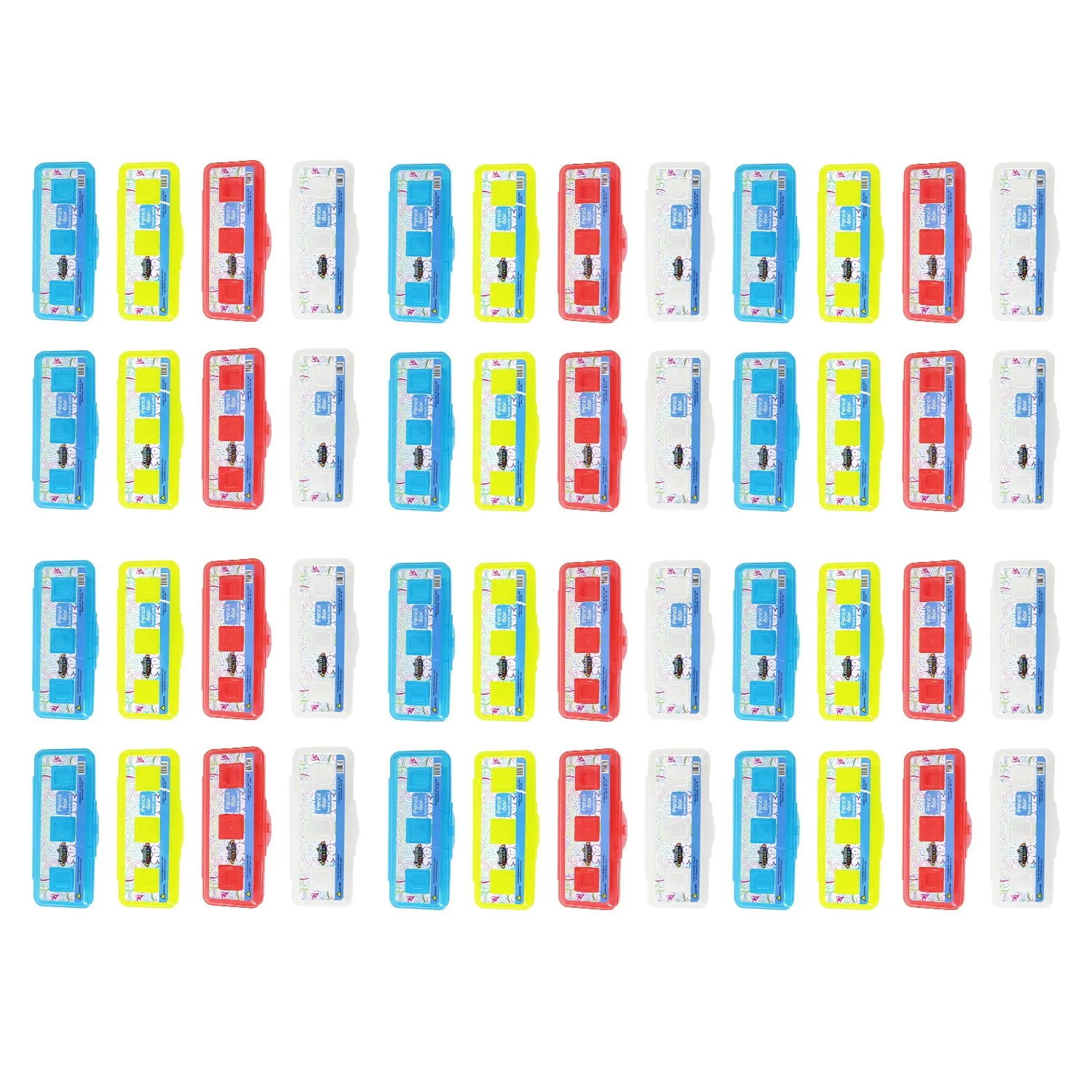 Assorted Color Pencil Boxes - Bulk School Supplies Wholesale Case of 48 Pencil Boxes