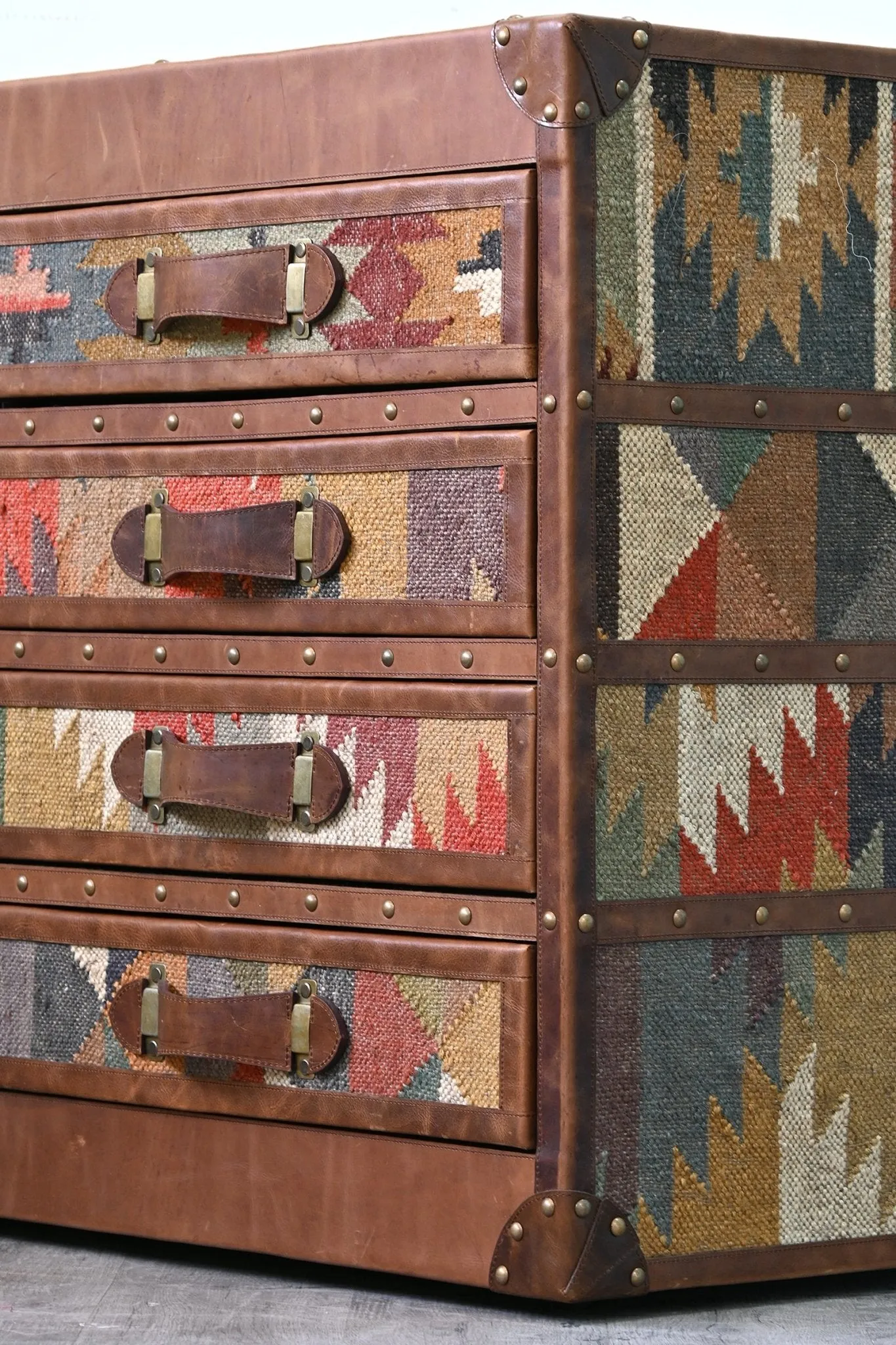 AXIS CHEST OF DRAWERS - KILIM AND LEATHER