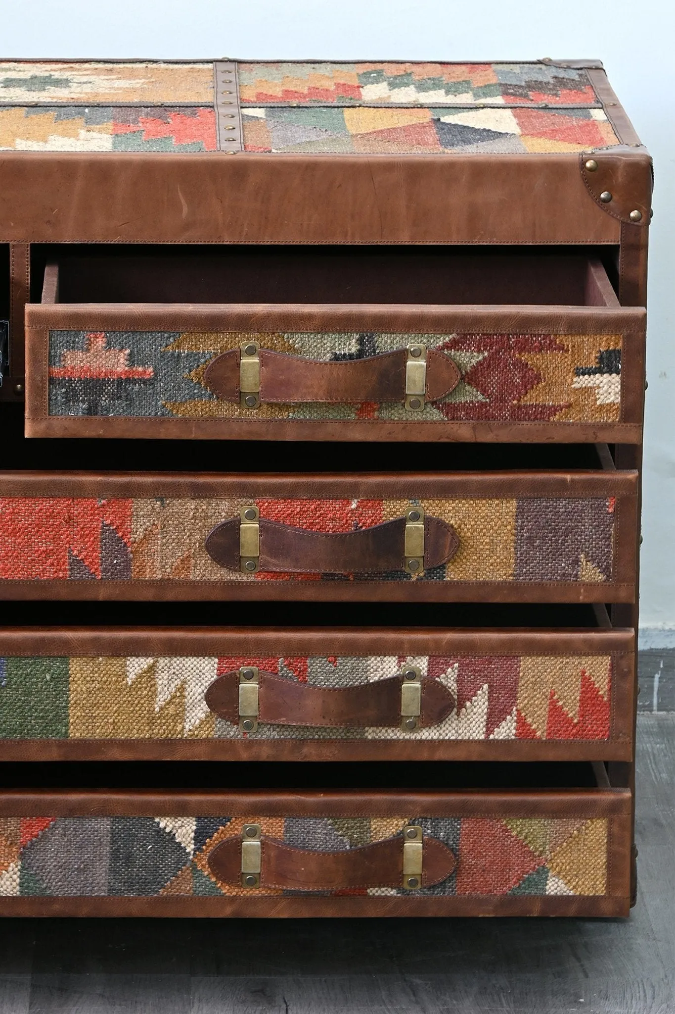 AXIS CHEST OF DRAWERS - KILIM AND LEATHER