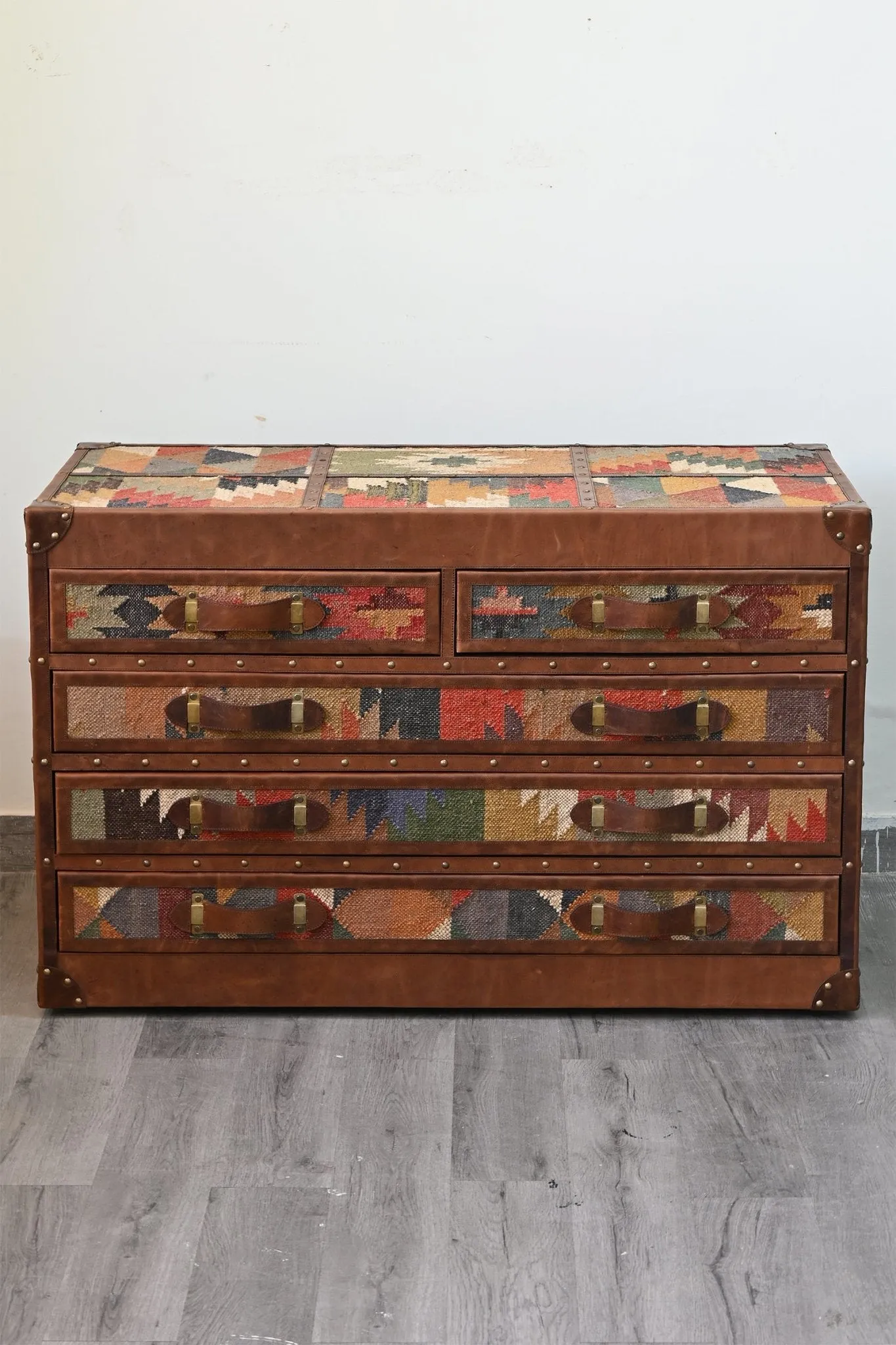 AXIS CHEST OF DRAWERS - KILIM AND LEATHER