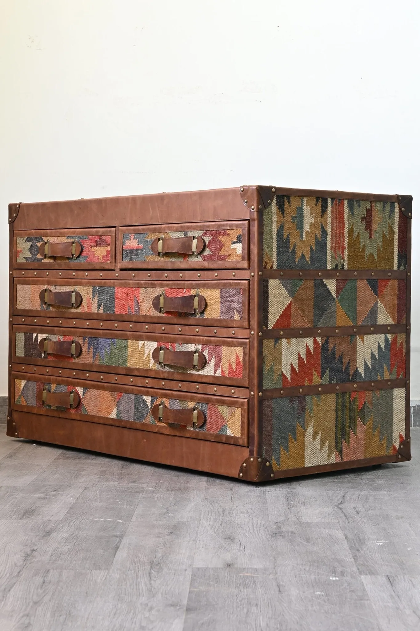 AXIS CHEST OF DRAWERS - KILIM AND LEATHER