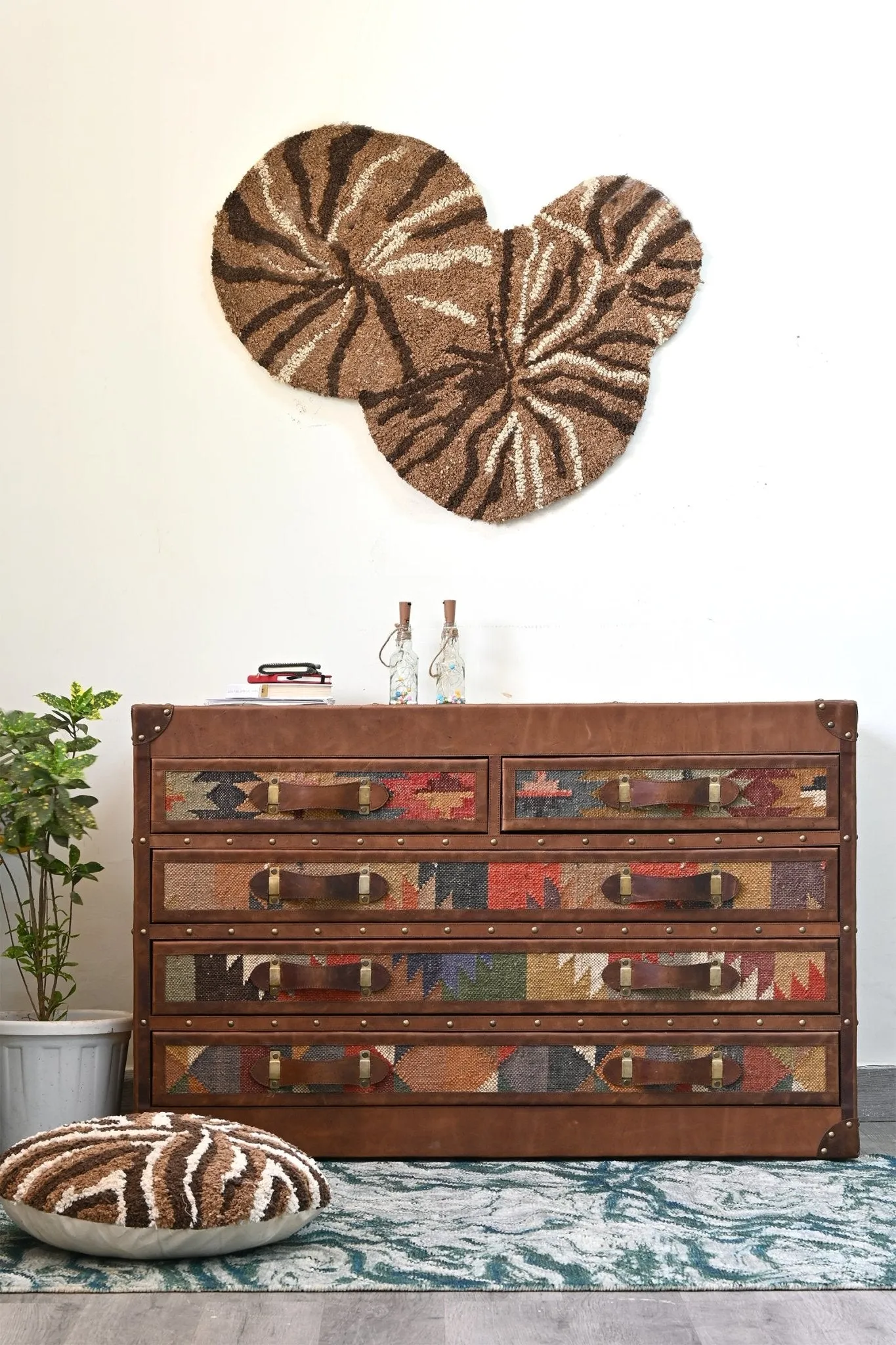 AXIS CHEST OF DRAWERS - KILIM AND LEATHER