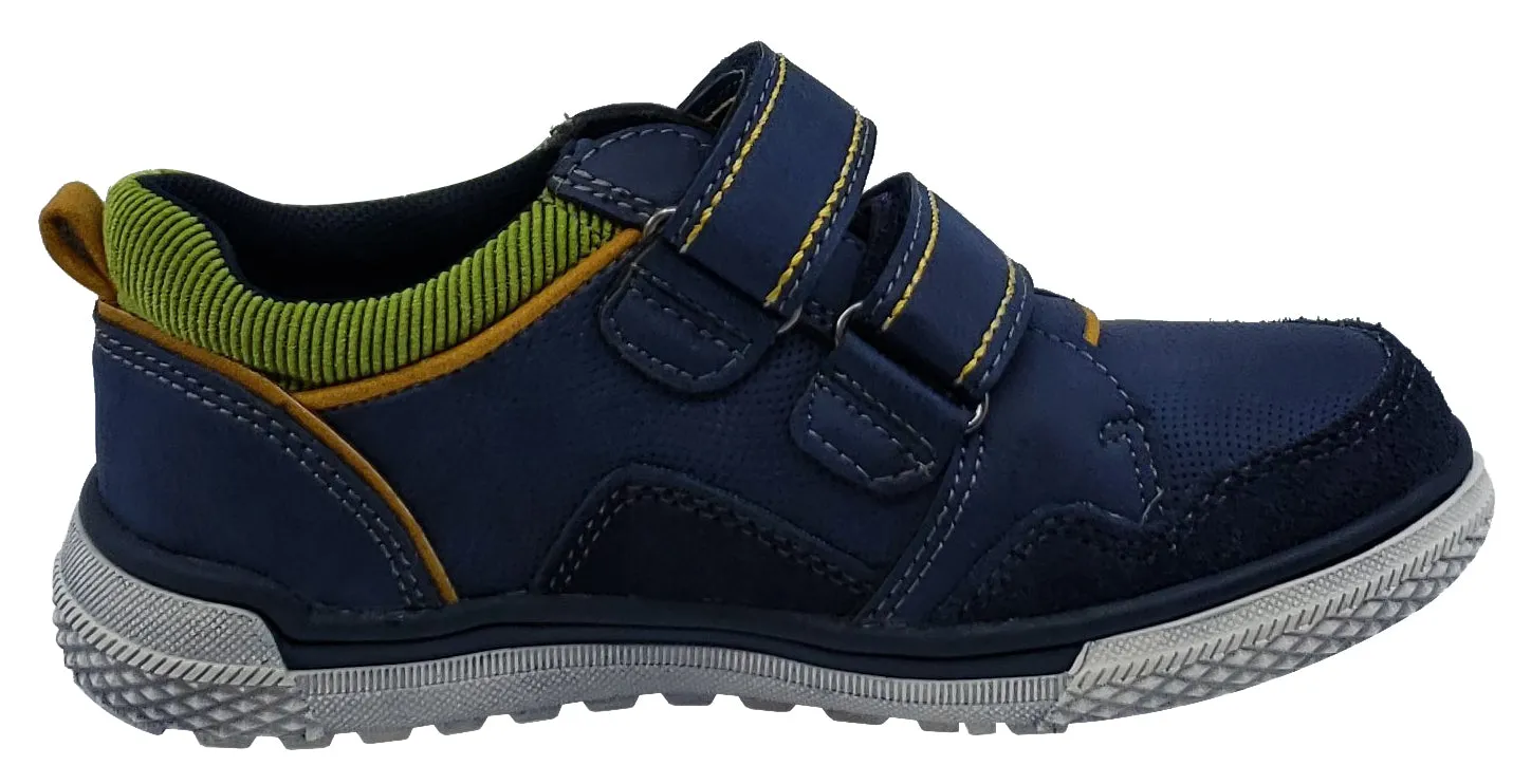 Beeko Torrington II Navy Leather Sneaker Hook and Loop for Boy's