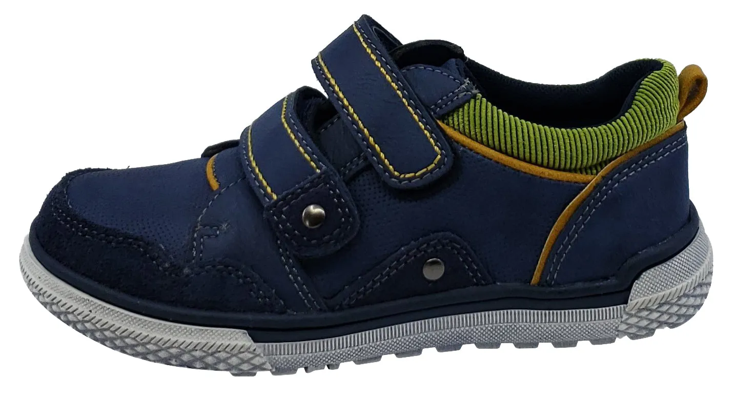 Beeko Torrington II Navy Leather Sneaker Hook and Loop for Boy's