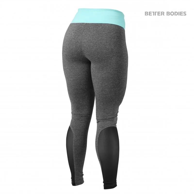 Better Bodies BB Shaped Tights - Anthracite Melange-Light Aqua